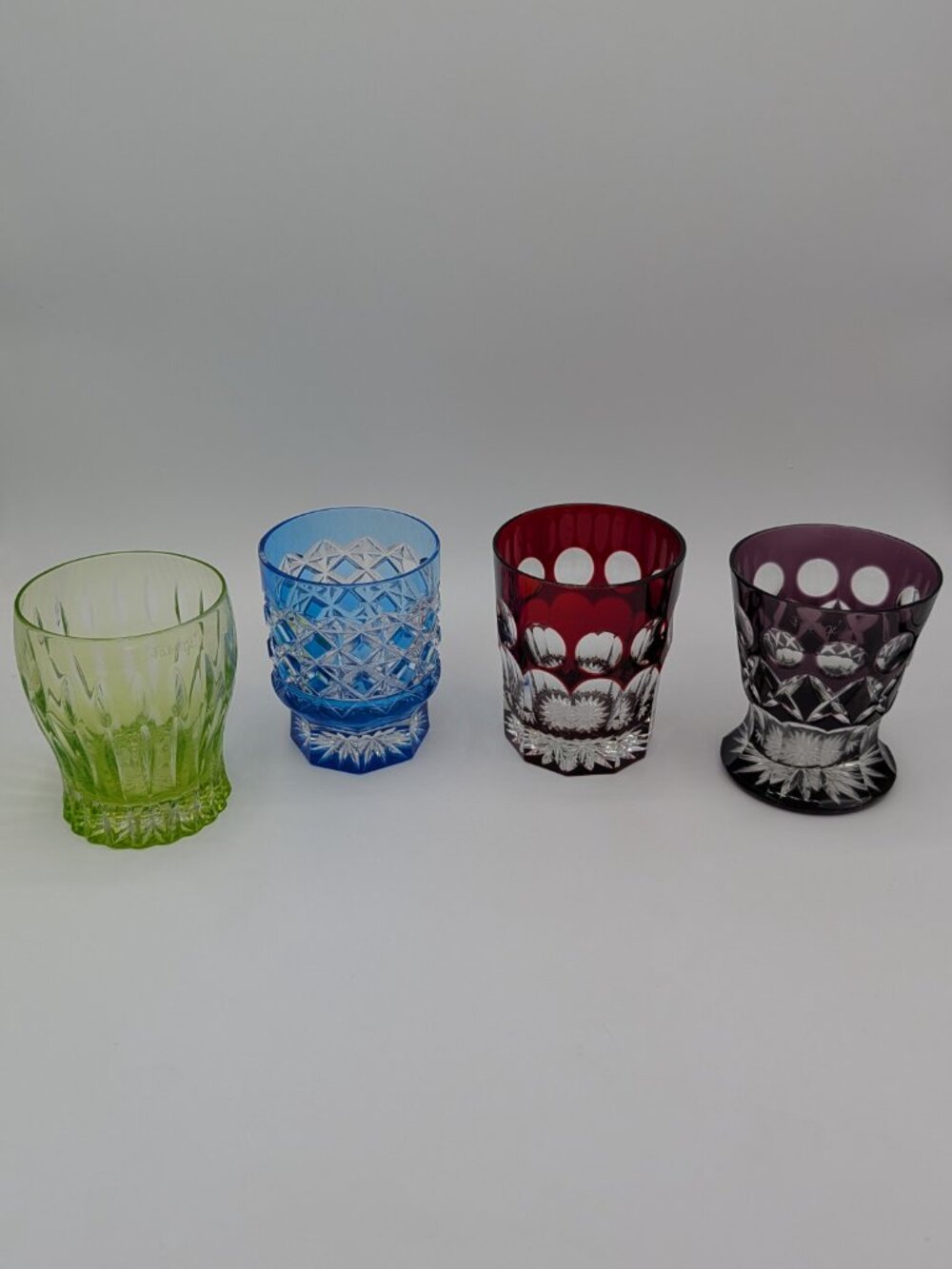 Faberge Atelier Crystal Cased Set of 4 Cut to Clear Tumbler Glasses